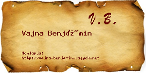 Vajna Benjámin névjegykártya