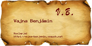 Vajna Benjámin névjegykártya